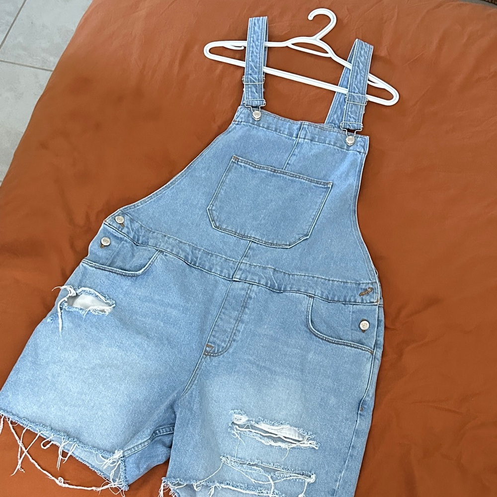 ASOS Light Blue Denim Overall Shorts